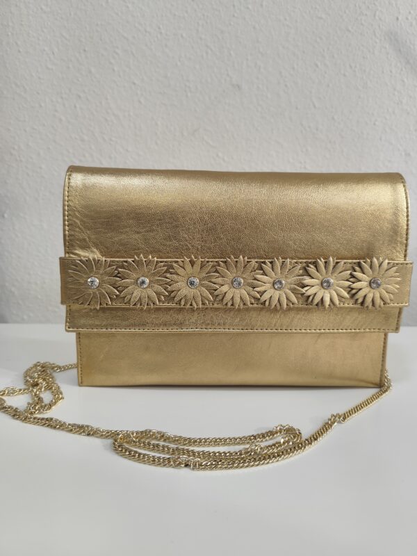 Bolso mano flores dorado Dura & Dura