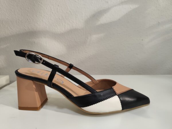 Zapato tacon negro nude y blanco Dibia